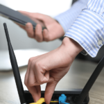 Wi-Fi mesh devices with 2.4GHz, 5GHz, and 6GHz bands for better home network coverage.